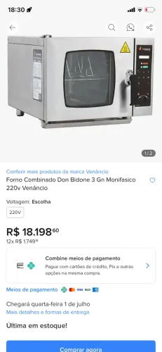 Vende-se forno industrial elétrico