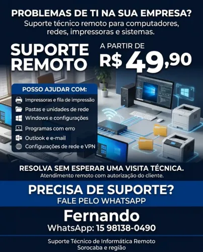 Suporte Técnico Remoto para Empresas | Redes, Impressoras e Windows