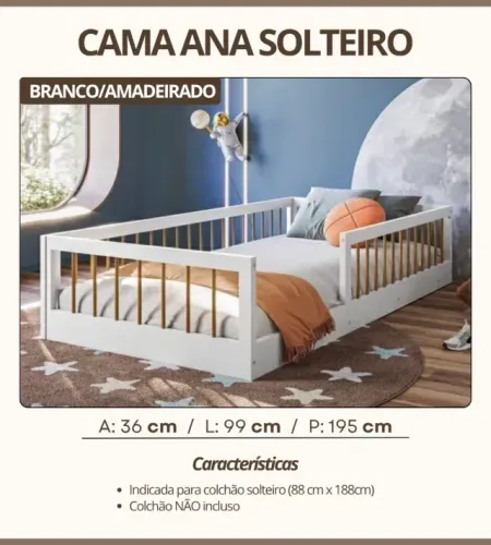 Cama Infantil Tamanho Solteiro Normal Lisper - Entrega e Monta na Hora