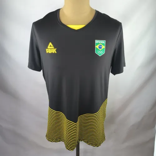 Camisa seleção olímpica do Brasil masculina G preta estampa amarela. Super exclusiva