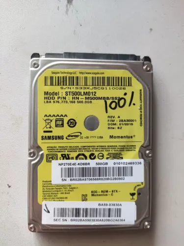 HD de notebook 500gb