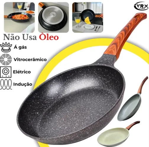 Frigideira Cerâmica 24cm Premium Antiaderente Indução Elétrico Frita Sem Óleo Não Gruda