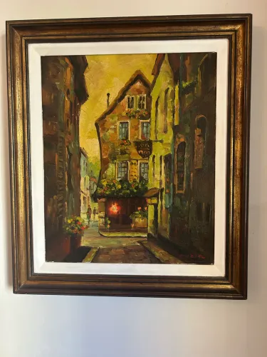 Óleo sobre tela  com moldura dourada