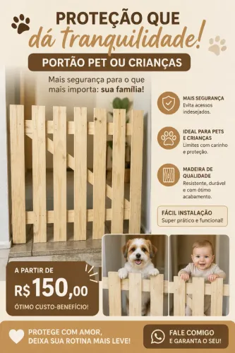 Portão Madeira Diversas Medidas Pet/Bebê