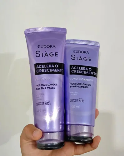 Shampoo e condicionador Siàge Eudora Acelera o Crescimento
