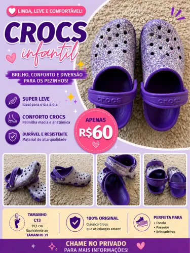 Crocs Infantil 31 | C13 | Ótimo Estado