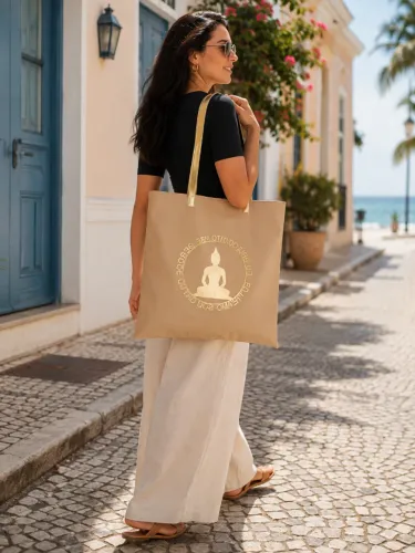 Bolsa de Ombro Bege e Dourada
