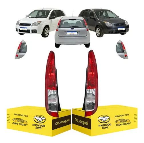 Par Lanterna Sinaleira Fiesta Hatch 2008 2009 2010 Cristal Ambos Lados Vermelho Cristal