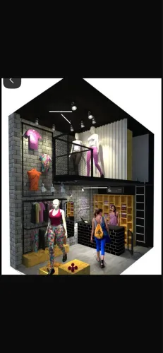 Loja de roupas fitness com estrutura completa.