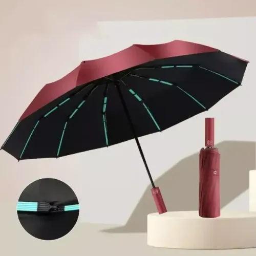Guarda Chuva Automático Abre e Fecha Grande Reforçado Contra Vento Com Proteção Solar Blac