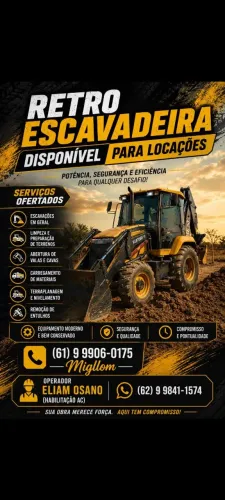 Retroescavadeira, aluguel, Posse e Região. 
