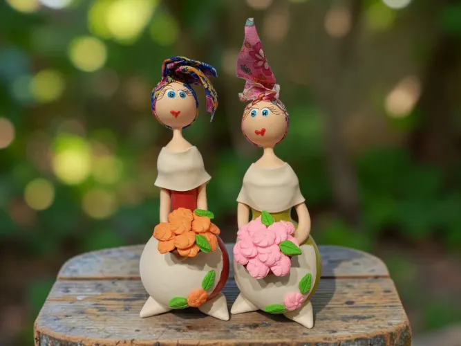Bonecas de cabaça arte vintage