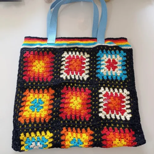 Bolsa de Crochê Feita a Mão Colorida Praia e Viagens