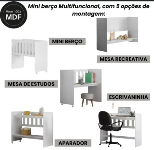 Berço multifuncional 5 em 1