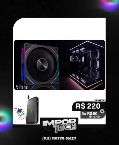Kit 5 fans PRISM 4RS + Controladora. @importech_084