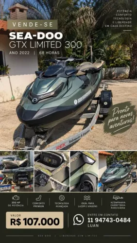 Vende se Jet ski seadoo ano 2022 verde 68 horas acompanha carretinha rodoviária