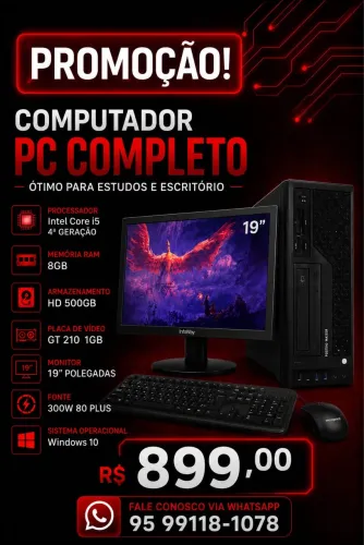 Computador PC completo, core i5 quarta geração 8gb ram 899,00