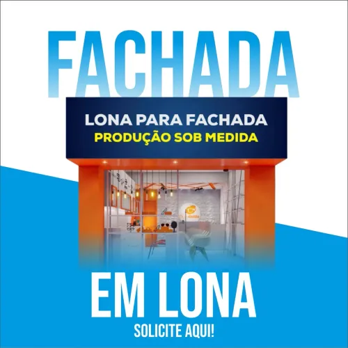 Fachada em lona resistentes e sob medida.