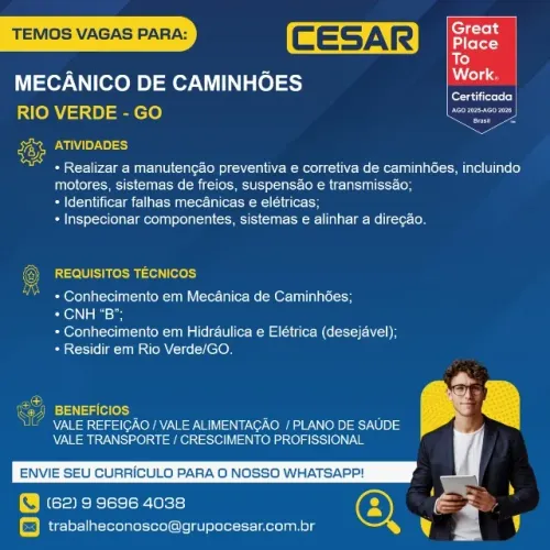 Mecânico de Caminhões - Rio Verde/GO