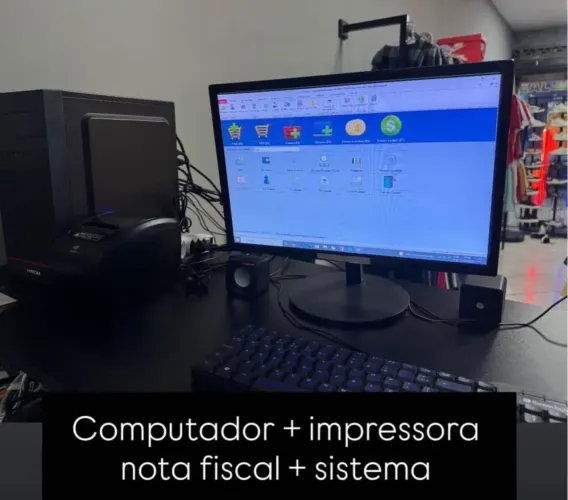 Computador + impressora emitir nota fiscal + sistema loja