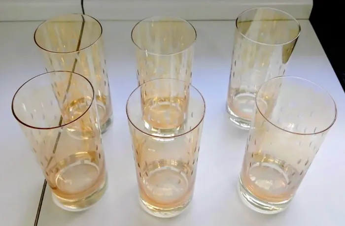 6 Copos de Cristal na Cor Champanhe