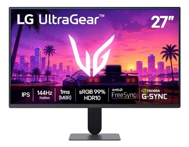 LG UltraGear Monitor Gamer 27" IPS, 144Hz Nativo, 1ms, Full HD, HDR10, Sync Compatible