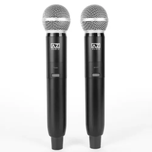 Microfone sem Fio Profissional de Mão Duplo AZ Audio VOCALE DUO