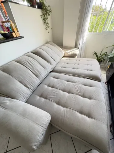 Sofá Retrátil e Reclinável Itaguaí Veludo Cinza 250 cm
