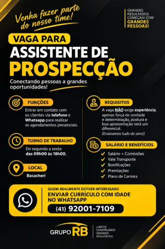 Vaga de assistente de prospecção
