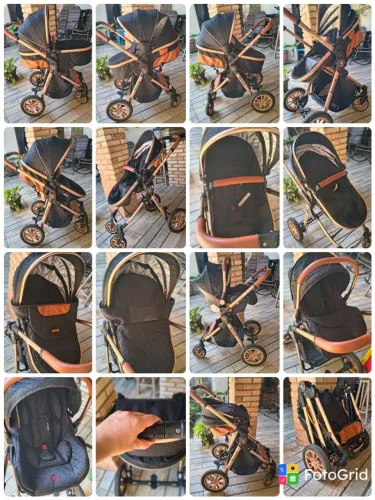 Carrinho de bebê moisés com bebê conforto