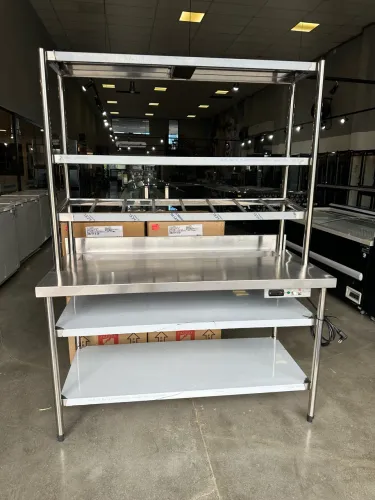 Bancada Hambúrgueria 1500x700x2000mm mesa  aquecida e banho Maria inox 