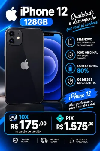Celular Iphone 12 128gb Semi-novo todo original 80%