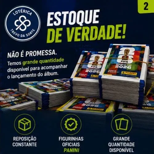 Kit 105 figurinhas da Copa 2026 - 15 envelopes com 7 figurinhas
