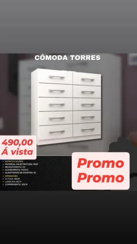 Comôda 10 Gavetas Branca Nova