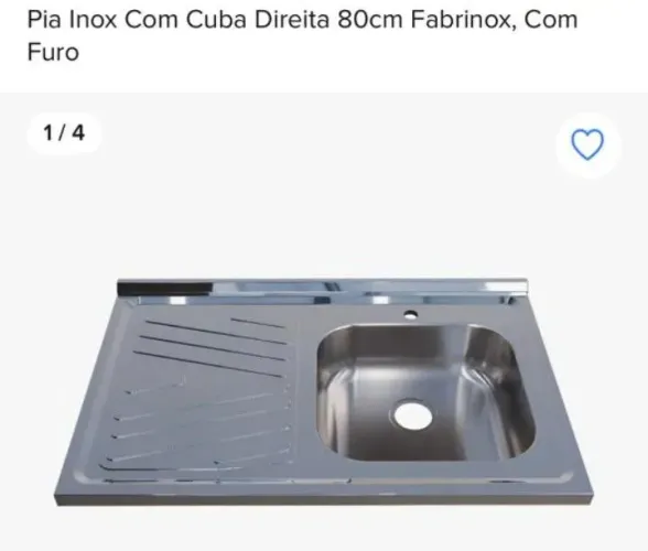 Pia inox 80x52cm cuba lado direito com furo