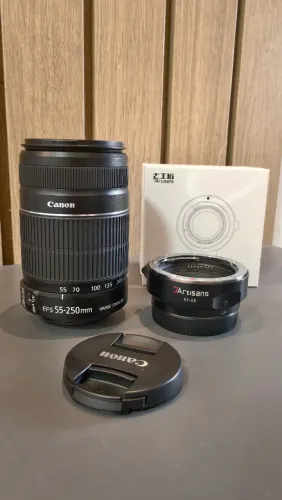 Lente Canon 55-250 + adaptador para Sony