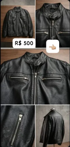 JAQUETA MASCULINA DE COURO NOBRE LEGÍTIMO ( Tam- M)