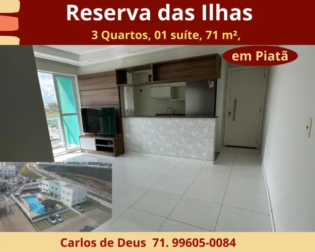 Condomínio Reserva das Ilhas, excelente apartamento 3 Quartos, 01 suíte, 71 m², armários,