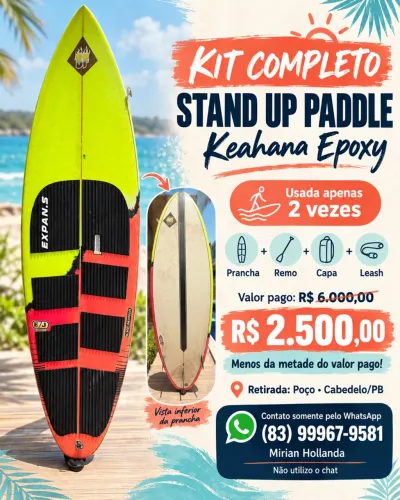 Kit Completo: Stand Up Paddle (SUP) Keahana Epoxy + Remo, Capa e Leash (Cordinha)