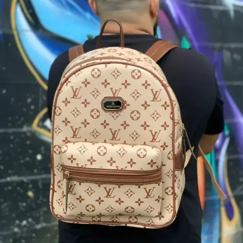 Mochila Louis Vuitton Palm Springs Damier Azur - Unissex Com Bolso Frontal