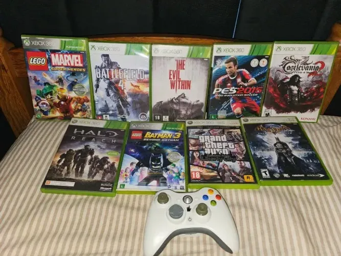 Lote de jogos xbox 360 + controle original