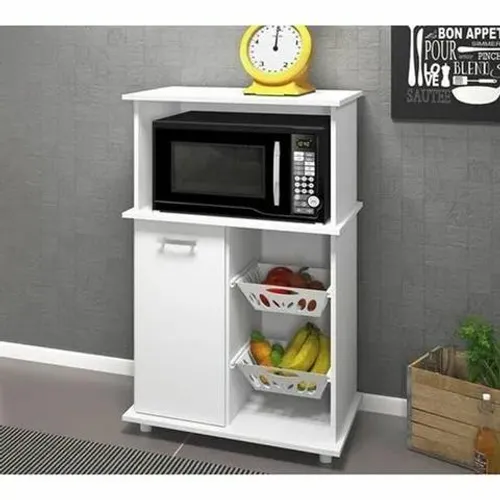 Balcão Para Microondas Com Fruteira 1 Porta Malu Branco Nicioli