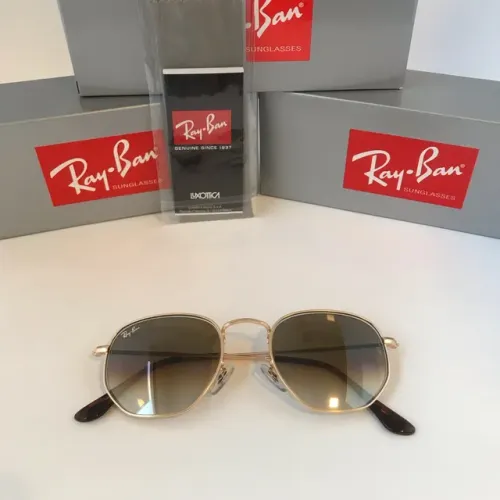 Óculos Ray ban hexagonal marrom degradê lentes de cristal 
