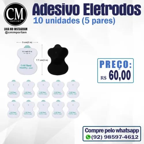 Adesivo Eletrodos Reutilizáveis Tamanho 7,7x5 (10 unidades)