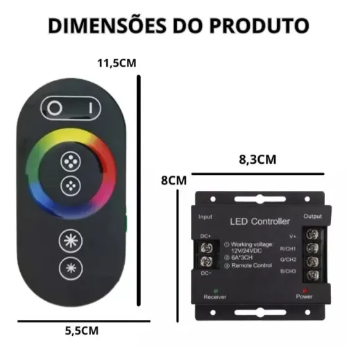 Central RGB touch 12v/24v preta