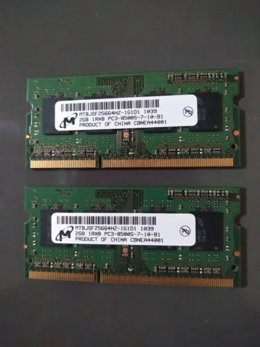 2 MEMÓRIAS RAM 2 GB 1 MICRON MT8JSF25664HS-1G1D1
