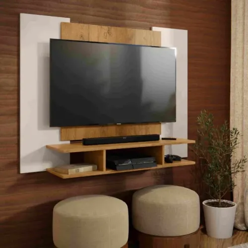 Promoção! Painel EJ Off White.Marrom Frete Grátis - Até 12x S/ Juros 