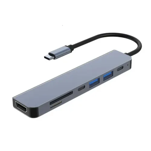 docking station hub 2x usb 3.0 1x hdmi 4k tipo c 7 em 1 micro sd/tf