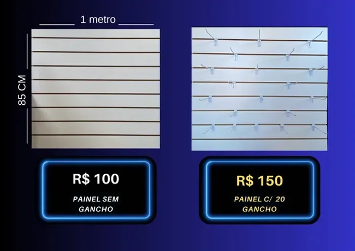 Painel expositor 1 metro X 85 CM altura (canaletado) Novo.