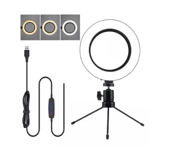 Ring Light Tripé Mesa Iluminador Luz De Led Live Selfie Make